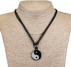 img 3 attached to Стильный подвеска BlueRica Yin Yang с регулируемым 🕉️ черным шнуром: идеальное ожерелье для сбалансированного модного выражения