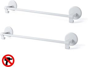 img 2 attached to 🛁 Effortless Organization: 18-Inch Self Adhesive Towel Rack for Bathroom - No Drilling, No Trace - Industrial Pipe Towel Bar, 2 Pieces