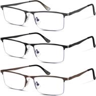 men's metal frame reading glasses - 3-pack blue light blocking eyewear logo