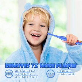 img 1 attached to 🪥 LEMARC США Суперзвуковая детская электрическая зубная щетка: USB-перезаряжаемая с 8 насадками Dupont, контролем скорости вибрации, режимом массажа, водонепроницаемая | Возраст 3+ (Синий)