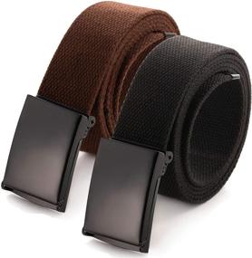 img 4 attached to Canvas Flip Top Solid Military Buckle Men's Accessories in Belts