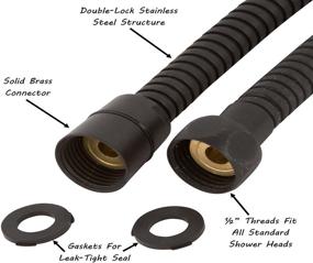 img 3 attached to 🚿 Extra Long Universal 60 Inch Stainless Steel Shower Hose with Double-Buckle - Ideal for Handheld Showerheads - Oil-Rubbed Bronze Finish