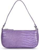 👜 women's retro clutch shoulder bag | small croc vegan leather purse with zipper closure logo