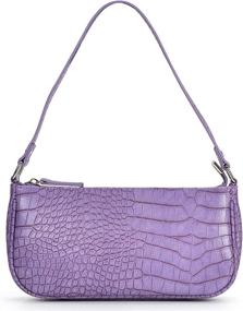 img 4 attached to 👜 Women's Retro Clutch Shoulder Bag | Small Croc Vegan Leather Purse with Zipper Closure