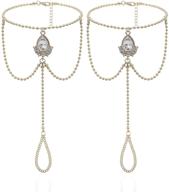 1 pair boho vintage crystal bead tassel anklet set - perfect for bridal weddings, pool parties, and accessories logo