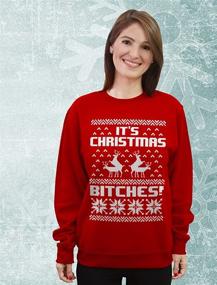 img 2 attached to 🦌 Women's Christmas Sweater: Festive Reindeer Humping Print, Stylish Sweatshirt