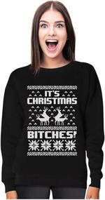 img 4 attached to 🦌 Women's Christmas Sweater: Festive Reindeer Humping Print, Stylish Sweatshirt