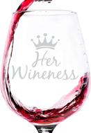 🍷 her wineness funny wine glass - top christmas gifts for women, mom - unique queen gag xmas gift for wife, her - cool birthday present idea from husband, son, daughter - fun novelty glass for a friend logo