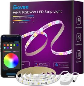 img 4 attached to 🌈 Govee Smart LED Strip Lights 6.56ft RGBWW: WiFi, Alexa, Google Assistant, 16M Colors, Music Sync for Bedroom, Desk, Cabinet