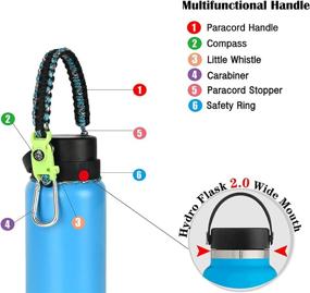 img 3 attached to 🚰 Greant Handmade Paracord Handle for Hydro Flask 2.0 Wide Mouth Bottle: Convenient Water Bottle Carrier Strap - 12 OZ to 64 OZ