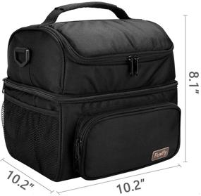 img 2 attached to FlowFly Double Layer Insulated Lunch Bag - Large Tote Box for Men & Women, Adjustable Strap, Front Pocket & Dual Side Mesh Pockets, Black
