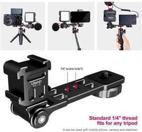 img 1 attached to 🎥 Ulanzi PT-13 Triple Cold Shoe Gimbal Microphone Mount Extension Bar - Enhance Your Zhiyun Smooth q 4 Feiyu DJI Gimbal Stabilizer with 1/4 inch Adapter for Video Light and Microphone Mount