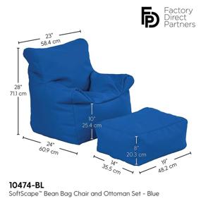 img 3 attached to 🪑 SoftScape Blue Bean Bag Chair and Ottoman Set for Kids - Ideal for Reading, Video Games, and Relaxation - Versatile Seating for Classrooms, Daycares, Libraries, or Home