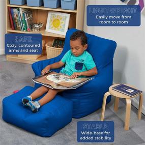 img 2 attached to 🪑 SoftScape Blue Bean Bag Chair and Ottoman Set for Kids - Ideal for Reading, Video Games, and Relaxation - Versatile Seating for Classrooms, Daycares, Libraries, or Home