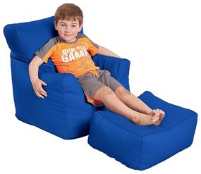 img 4 attached to 🪑 SoftScape Blue Bean Bag Chair and Ottoman Set for Kids - Ideal for Reading, Video Games, and Relaxation - Versatile Seating for Classrooms, Daycares, Libraries, or Home