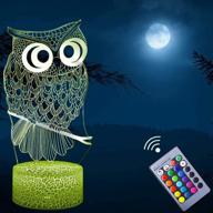 🦉 owl night light 3d animal series led lamp with remote control, rgb colors changeable - perfect gift idea for bedroom or kidsroom décor логотип