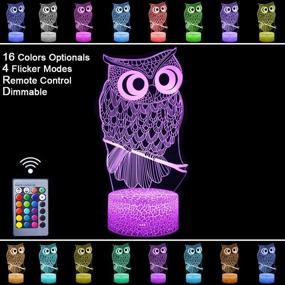 img 2 attached to 🦉 Owl Night Light 3D Animal Series LED Lamp with Remote Control, RGB Colors Changeable - Perfect Gift Idea for Bedroom or Kidsroom Décor