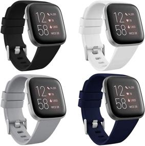 img 4 attached to 📱 CAVN 4-Pack Sport Bands Compatible with Fitbit Versa 2/Versa/Versa Lite - Silicone Bands for Women Men - Replacement Wristband Watch Straps - Black/Grey/White/Navy Blue - Size S (5.5''-7.9'')