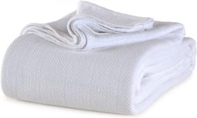 img 1 attached to 🛏️ Berkshire AllSoft Cotton Blanket - White Full/Queen Size