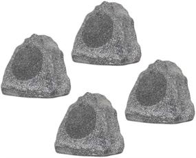 img 4 attached to 🎶 Theater Solutions Outdoor Granite 6.5" Rock 4 Speaker Set for Deck, Pool, Spa, Yard, and Garden - Gray