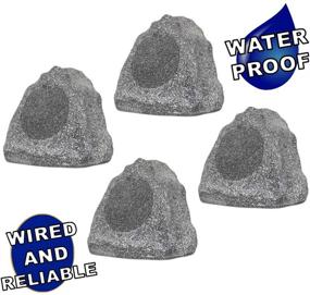 img 3 attached to 🎶 Theater Solutions Outdoor Granite 6.5" Rock 4 Speaker Set for Deck, Pool, Spa, Yard, and Garden - Gray