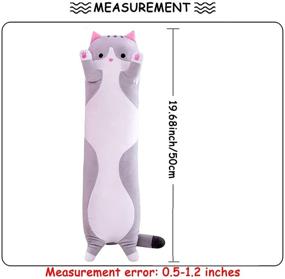 img 3 attached to 🐱 Adorable MDXMY Long Cat Plush Pillow: Soft Cartoon Cat Stuffed Animal for Cozy Cuddles, Perfect Gift (Gray, 19.68inch/50cm)