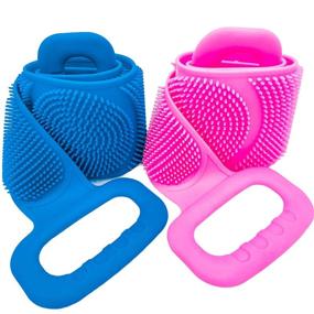 img 4 attached to 2-Pack Long Silicone Back Scrubber for Shower | Back Cleaner & Body Bath Brush | Exfoliating Loofah Brushes for Men and Women | Silicone Bath Scrubber, Double Sided