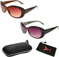 stylish women's oversized lenses bifocal sun readers sunglasses reading glasses with rhinestone - set of 2 pairs (2.50) logo