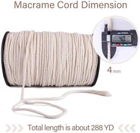 img 3 attached to 🧵 4mm X 288 Yards 100% Natural Cotton Macrame Cord | Handmade Craft Wedding Decoration | Creamy White | Wall Hanging Plant Hanger | 3 Strands | Cotton String