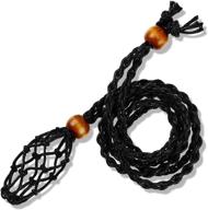 diy necklace cord: adjustable length stone holder with 💎 replacement net bag - ideal for jewelry making accessories (black) logo