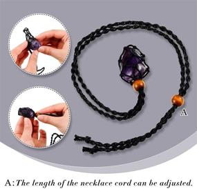 img 2 attached to DIY Necklace Cord: Adjustable Length Stone Holder with 💎 Replacement Net Bag - Ideal for Jewelry Making Accessories (Black)