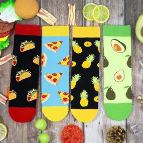 img 2 attached to 🧦 Quirky Cartoon Crew Socks Bundle: Funny Animal Food Avocado Pineapple Cat Patterns for Boys and Girls
