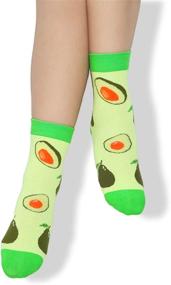 img 1 attached to 🧦 Quirky Cartoon Crew Socks Bundle: Funny Animal Food Avocado Pineapple Cat Patterns for Boys and Girls