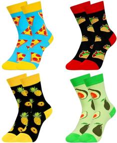 img 3 attached to 🧦 Quirky Cartoon Crew Socks Bundle: Funny Animal Food Avocado Pineapple Cat Patterns for Boys and Girls