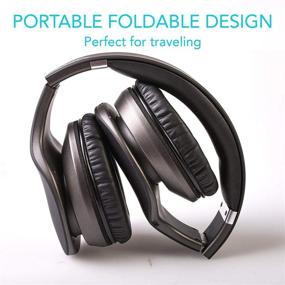 img 2 attached to 🎧 iHip Side Swipe Touch Control Wireless Bluetooth Headphones - Over Ear, Foldable, Soft Memory-Protein Earmuffs, with Built-in Mic and Wired Mode for PC/Cell Phones/TV - Black - Touch Control and Knob