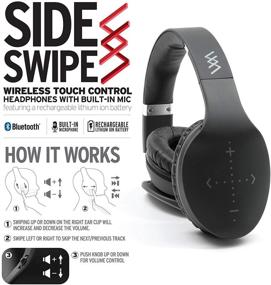 img 3 attached to 🎧 iHip Side Swipe Touch Control Wireless Bluetooth Headphones - Over Ear, Foldable, Soft Memory-Protein Earmuffs, with Built-in Mic and Wired Mode for PC/Cell Phones/TV - Black - Touch Control and Knob