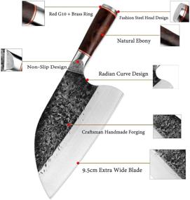 img 1 attached to High Carbon Steel Serbian Chefs Knife - Full Tang Meat Cleaver Kitchen Knife for Vegetable Chopping, Butcher Knife- Ideal for Home BBQ & Camping (Sheath Not Included)