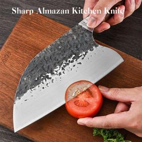 img 2 attached to High Carbon Steel Serbian Chefs Knife - Full Tang Meat Cleaver Kitchen Knife for Vegetable Chopping, Butcher Knife- Ideal for Home BBQ & Camping (Sheath Not Included)