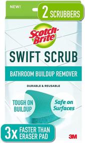 img 4 attached to Scotch-Brite Swift Scrub: Fast-Acting Soap Scum Remover for Glass Doors, Showers, and Baths, Eraser Pad Alternative, Green - 2 Count