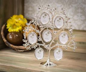 img 1 attached to 📸 Jeweled Silver Finish Metal 11 x 3 Collage Photo Frame Stand - Roman Family Tree