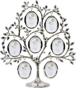 img 2 attached to 📸 Jeweled Silver Finish Metal 11 x 3 Collage Photo Frame Stand - Roman Family Tree