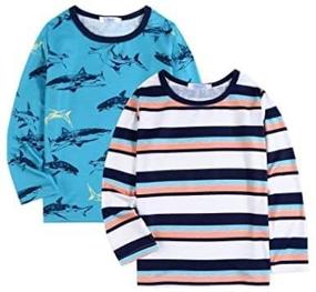 img 1 attached to 👕 Arshiner Boys Long Sleeve Tee Shirts: Cotton Casual Tops with Graphic Designs - 2-Pack