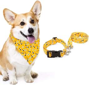 img 4 attached to 🐝 Bee Dog Collar Bandana Leash Set: Buzzing Bee Adjustable Collar for Outdoor Training and Walking - Perfect Pet Dog Gifts! (Set of 3)