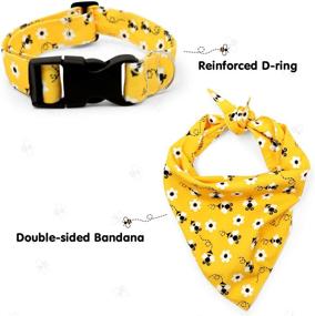 img 1 attached to 🐝 Bee Dog Collar Bandana Leash Set: Buzzing Bee Adjustable Collar for Outdoor Training and Walking - Perfect Pet Dog Gifts! (Set of 3)