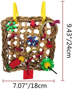 img 3 attached to Woven Straw Rope Climbing Net Parrot Bird Toy - For Parakeet, Cockatiel, Budgie, Lovebird Cage, Hanging Foraging Wall Swing