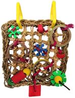 woven straw rope climbing net parrot bird toy - for parakeet, cockatiel, budgie, lovebird cage, hanging foraging wall swing logo