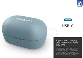 img 2 attached to Philips T2205 True Wireless Earbuds - Bluetooth 5.1, Voice Assistant - IPX4 Splash Resistant with Microphone - Up to 12 Hours Playtime - USB-C Charging - Blue (TAT2205BL)
