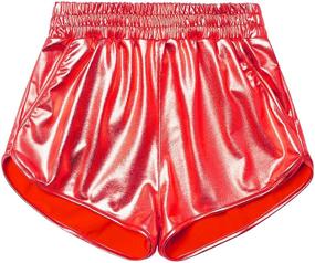 img 4 attached to 🌟 Sparkly Metallic Shorts for Active Girls: Athletic Gymnastics and Everyday Wear