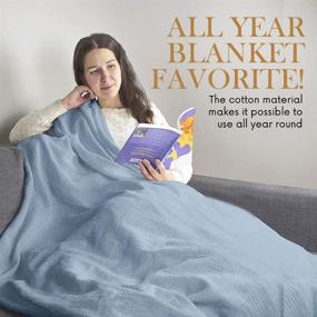 img 3 attached to 🔵 Elaine Karen Deluxe Poly Cotton Thermal Blanket - Extra Soft and Breathable, Cozy and Warm Blankets for All-Season Comfort - Blue Twin Size