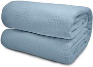 🔵 elaine karen deluxe poly cotton thermal blanket - extra soft and breathable, cozy and warm blankets for all-season comfort - blue twin size logo